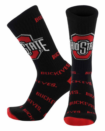 TCK socks Ohio State Black/Scarlet / Large Ohio State Buckeyes Mayhem Crew Socks (Made in USA)