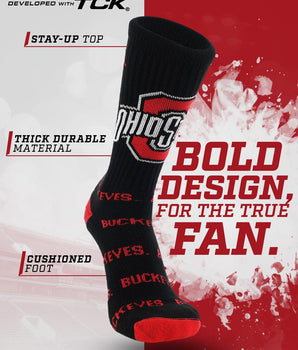 Ohio State Buckeyes Mayhem Crew Socks (Made in USA)