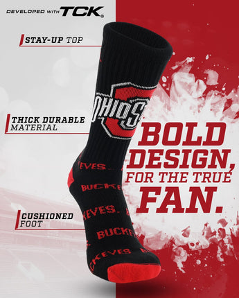Ohio State Buckeyes Mayhem Crew Socks (Made in USA)