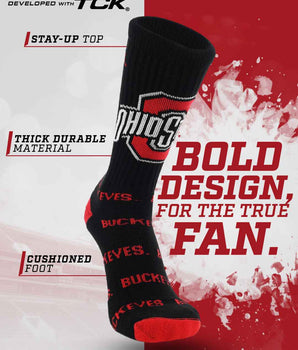 TCK socks Ohio State Buckeyes Mayhem Crew Socks (Made in USA)