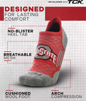 TCK socks Ohio State Buckeyes Tour No Show Tab Socks - Made in USA