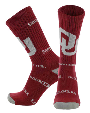 TCK socks Oklahoma Crimson/White / Large Oklahoma Sooners Mayhem Crew Socks (Made in USA)