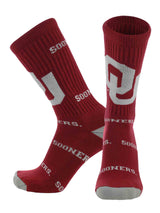 TCK socks Oklahoma Crimson/White / Large Oklahoma Sooners Mayhem Crew Socks (Made in USA)