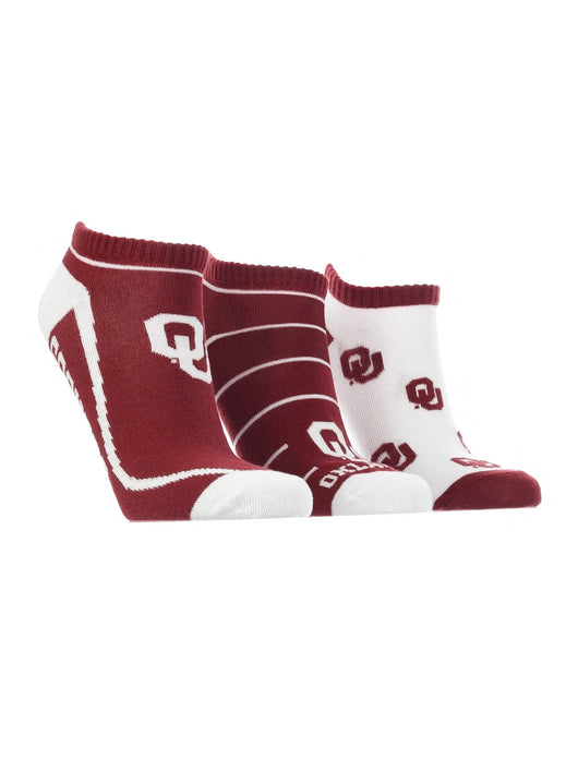TCK socks Oklahoma Crimson/White / Large Oklahoma Sooners No Show Socks Full Field 3 Pack