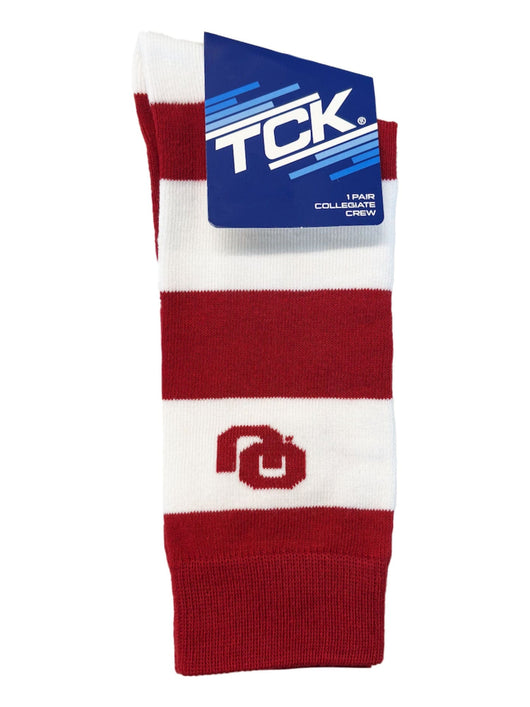 TCK socks Oklahoma Crimson/White / Large OU Oklahoma Sooners Socks Game Day Striped Crew Socks