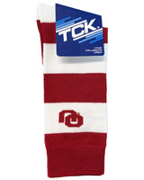 Oklahoma Sooners Crimson & Cream Striped Crew Socks - NCAA Men's Dress & Casual Game Day Apparel - Soft Gear