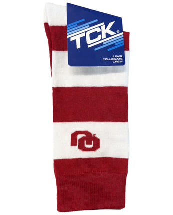 Oklahoma Sooners Crimson & Cream Striped Crew Socks - NCAA Men's Dress & Casual Game Day Apparel - Soft Gear
