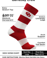 Oklahoma Sooners Crimson & Cream Striped Crew Socks - NCAA Men's Dress & Casual Game Day Apparel - Soft Gear
