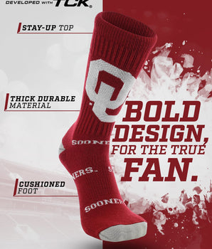 Oklahoma Sooners Mayhem Crew Socks (Made in USA)