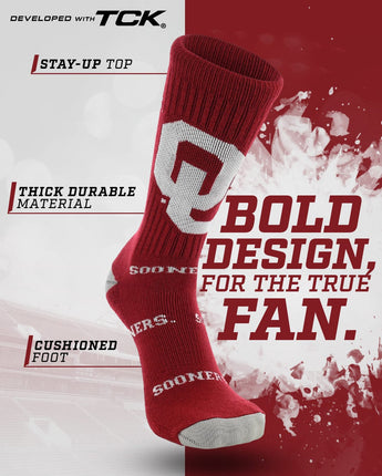 Oklahoma Sooners Mayhem Crew Socks (Made in USA)