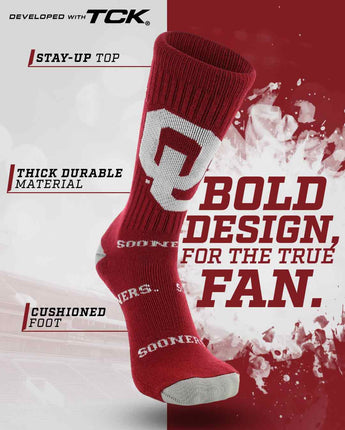TCK socks Oklahoma Sooners Mayhem Crew Socks (Made in USA)