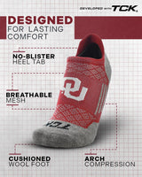 TCK socks Oklahoma Sooners Tour No Show Tab Socks - Made in USA