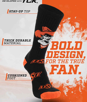 TCK socks Oklahoma State Cowboys Mayhem Crew Socks (Made in USA)
