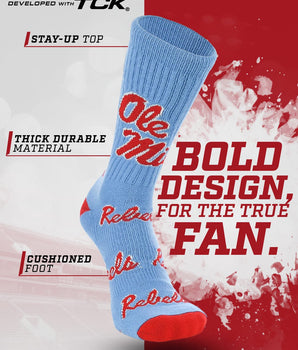Ole Miss Rebels Mayhem Crew Socks (Made in USA)