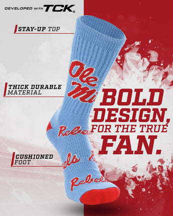 Ole Miss Rebels Mayhem Crew Socks (Made in USA)