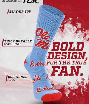 TCK socks Ole Miss Rebels Mayhem Crew Socks (Made in USA)