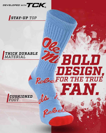 TCK socks Ole Miss Rebels Mayhem Crew Socks (Made in USA)
