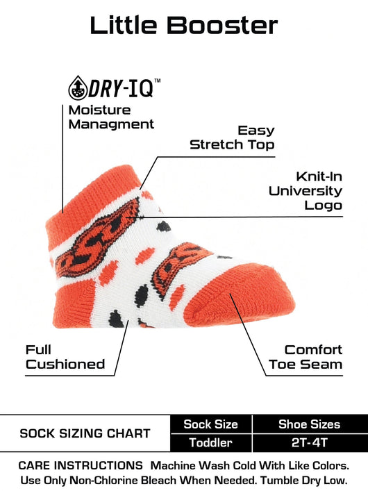 TCK socks Orange/Black/White / 2T-4T Oklahoma State Cowboys Toddler Socks Low Cut Little Fan