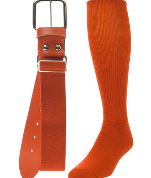 TCK socks Orange / Medium Baseball/Softball Adult Belt & Socks Combo Set