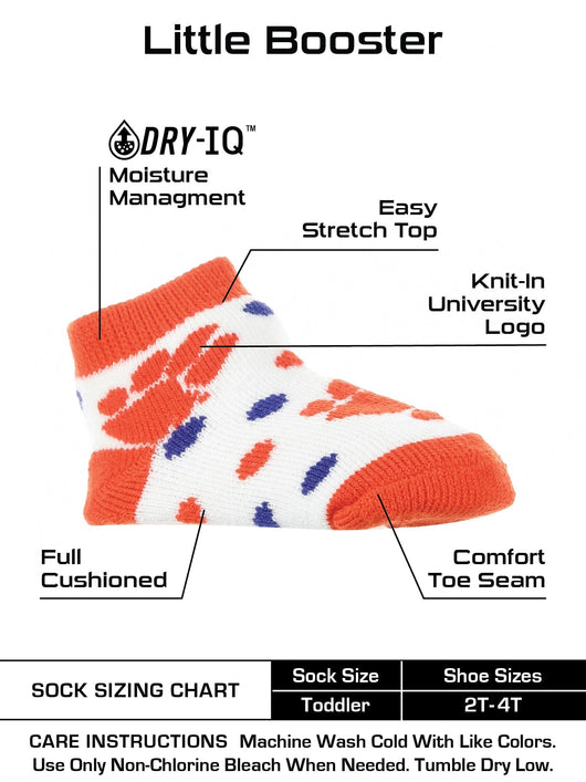 TCK socks Orange/Purple/White / 2T-4T Clemson Tigers Toddler Socks Low Cut Little Fan