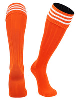 TCK socks Orange White / Medium Euro Style 3 Stripe Soccer Socks With Fold Down Top