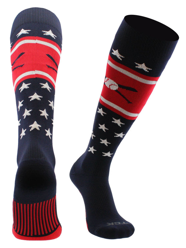 TCK socks Patriotic USA Baseball Socks with Baseball Bats Logo