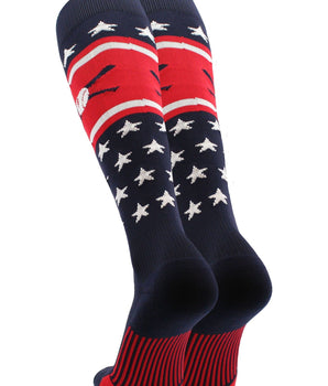 TCK socks Patriotic USA Baseball Socks with Baseball Bats Logo