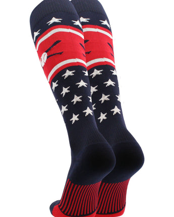 TCK socks Patriotic USA Baseball Socks with Baseball Bats Logo