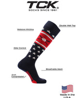 TCK socks Patriotic USA Baseball Socks with Baseball Bats Logo