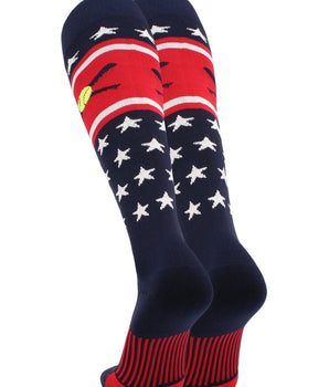 TCK socks Patriotic USA Softball Socks with Softball Bats Logo