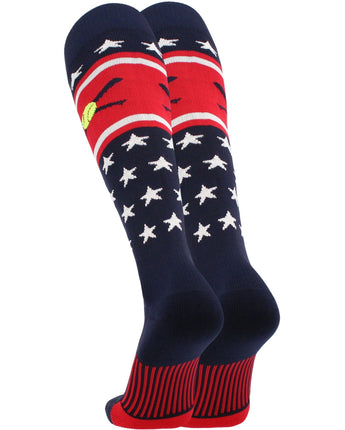 TCK socks Patriotic USA Softball Socks with Softball Bats Logo
