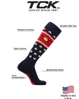 TCK socks Patriotic USA Softball Socks with Softball Bats Logo