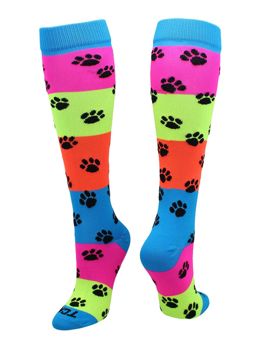 TCK socks Paw Print / Medium Neon Rainbow Fun Print Socks