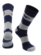 Penn State Nittany Lions Navy & White Striped Crew Socks - NCAA Men's Dress & Casual Game Day Apparel - Soft Gear, Large