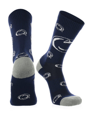 TCK socks Penn State Navy/Grey/White / Medium Penn State Nittany Lions Mayhem Crew Socks (Imported)