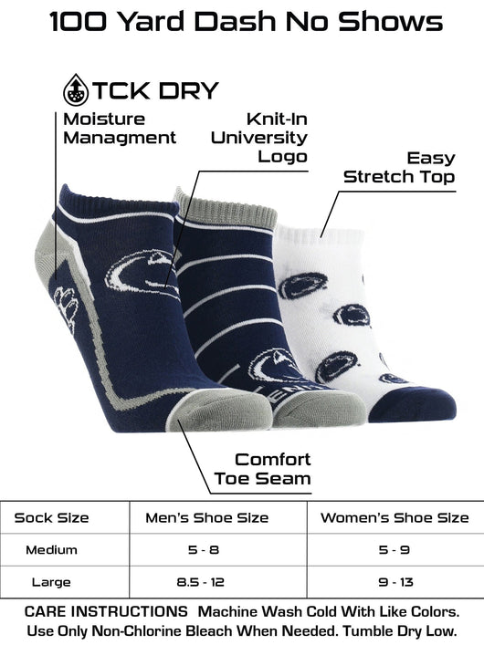 TCK socks Penn State Nittany Lions No Show Socks Full Field 3 Pack