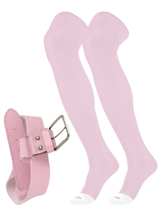 TCK socks Pink / X-Large Pro Plus Performance Prosport Over the Knee Socks Belt Combo
