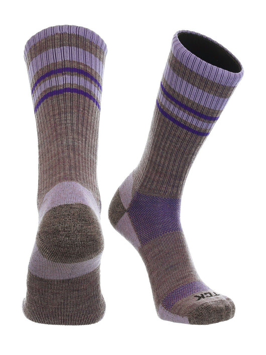 TCK socks Plum/Lavender / X-Large Merino Wool Hiking Socks For Men & Women - Striped