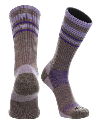 TCK socks Plum/Lavender / X-Large Merino Wool Hiking Socks For Men & Women - Striped