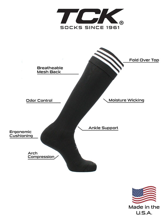 TCK socks Premier Soccer Sock with Fold Down Stripes
