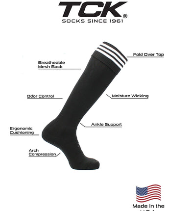 TCK socks Premier Soccer Sock with Fold Down Stripes