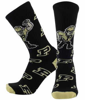 TCK socks Purdue Black/Vegas Gold / Large Purdue Boilermakers Mayhem Crew Socks (Made in USA)