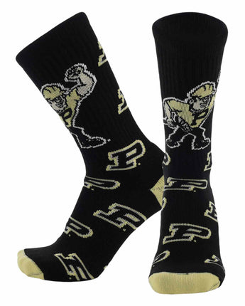 TCK socks Purdue Black/Vegas Gold / Large Purdue Boilermakers Mayhem Crew Socks (Made in USA)