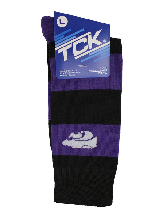 TCK socks Purple/Black / Large Kansas State Wildcats Socks Game Day Striped Crew Socks