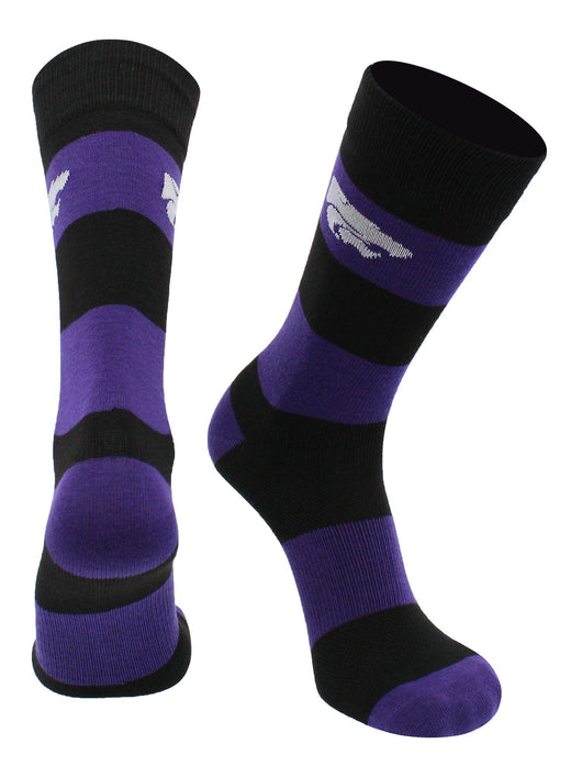 TCK socks Purple/Black / Large Kansas State Wildcats Socks Game Day Striped Crew Socks