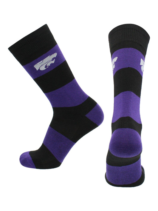 TCK socks Purple/Black / Large Kansas State Wildcats Socks Game Day Striped Crew Socks