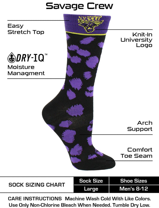 TCK socks Purple/Black / Medium Minnesota State Mavericks Socks Womens Savage Crew Socks