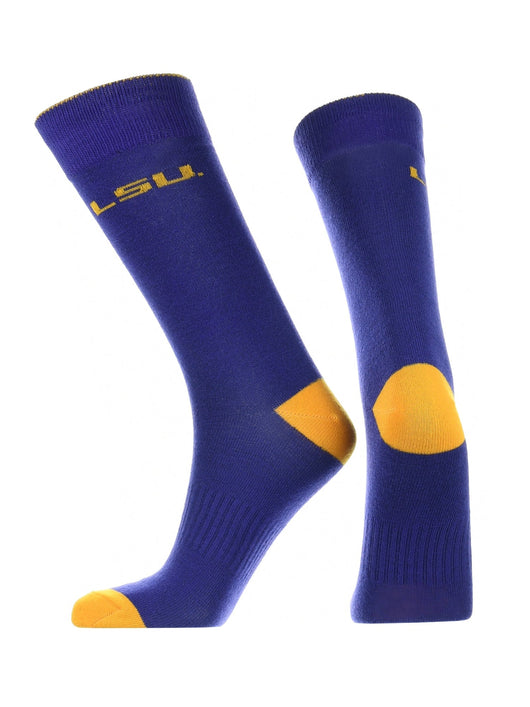 TCK socks Purple/Gold / Large LSU Tigers Dress Socks Dean's List Crew Length Socks