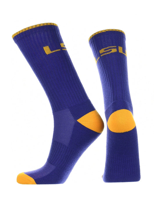 TCK socks Purple/Gold / Large LSU Tigers Socks Campus Legend Crew Length