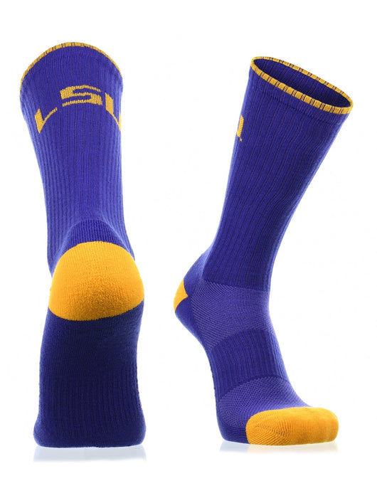 TCK socks Purple/Gold / Large LSU Tigers Socks Campus Legend Crew Length